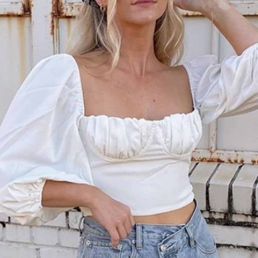 Give Me Romance Top White Puff Sleeves - Picture 13 of 13